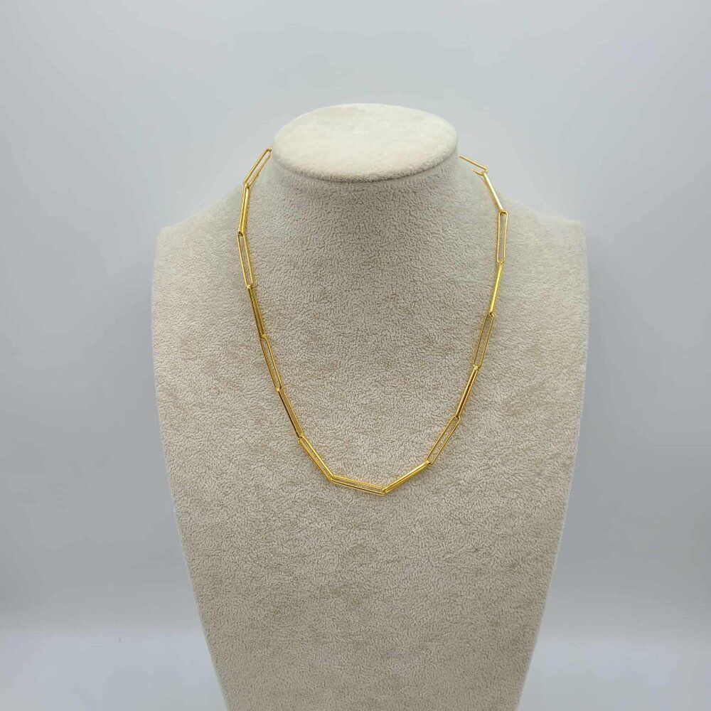 J Crew Gold Tone Delicate Gold Tone Paper Clip Necklace - Picture 9 of 9